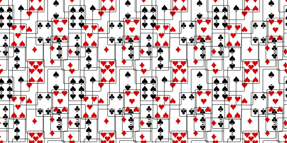 Stylish Red Black Casino Card Suit Pattern Wallpaper for Chic Interiors