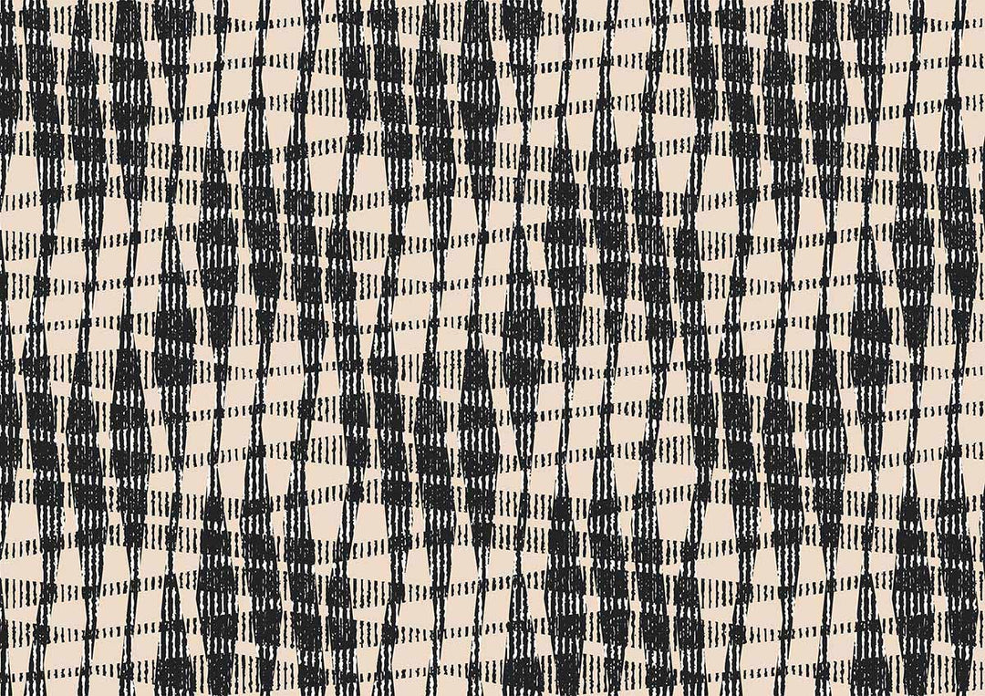 Modern Black and Beige Geometric Check Pattern Wallpaper for Stylish Interiors