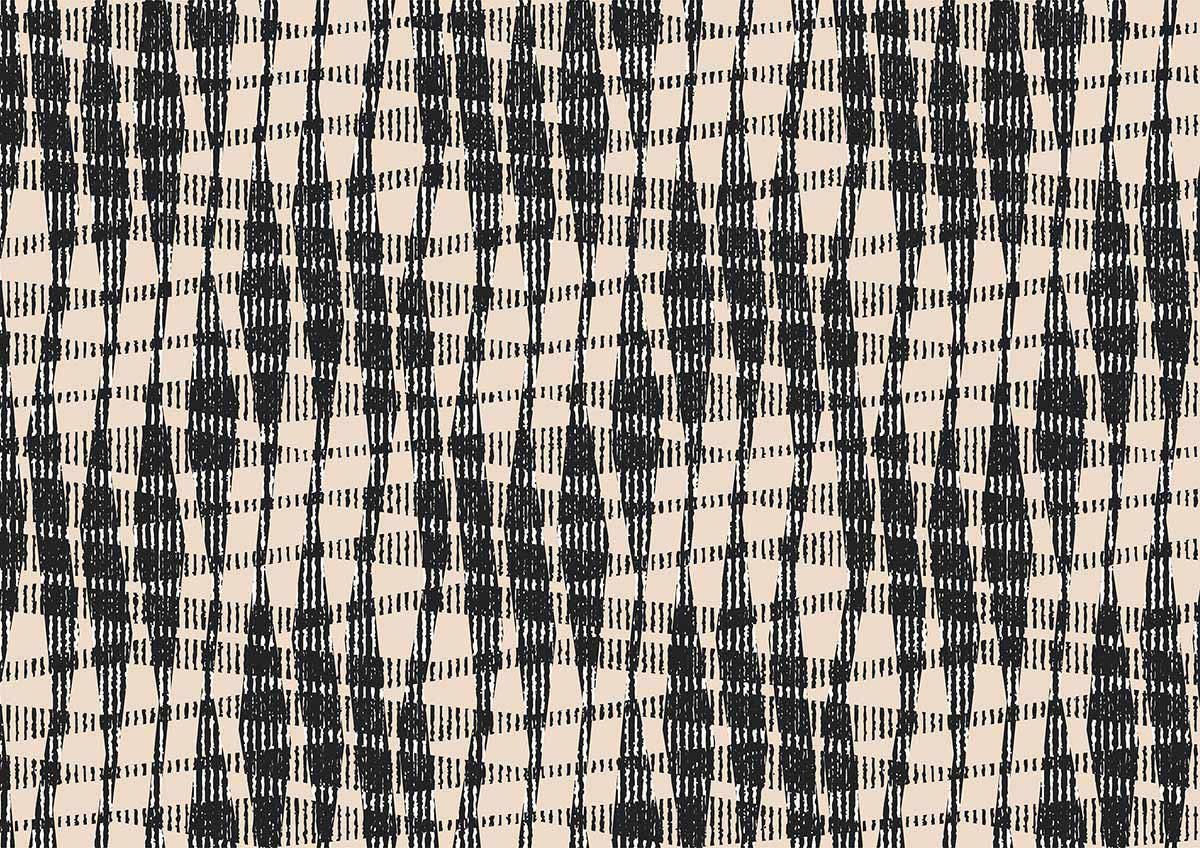 Modern Black and Beige Geometric Check Pattern Wallpaper for Stylish Interiors