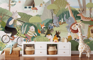 Animal Gathering Wallpaper Mural