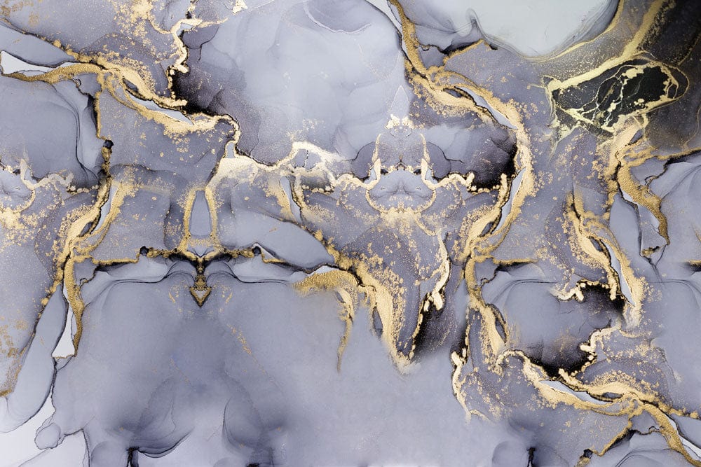 Luxurious Grey and Gold Marble Effect Abstract Mural Wallpaper Décor
