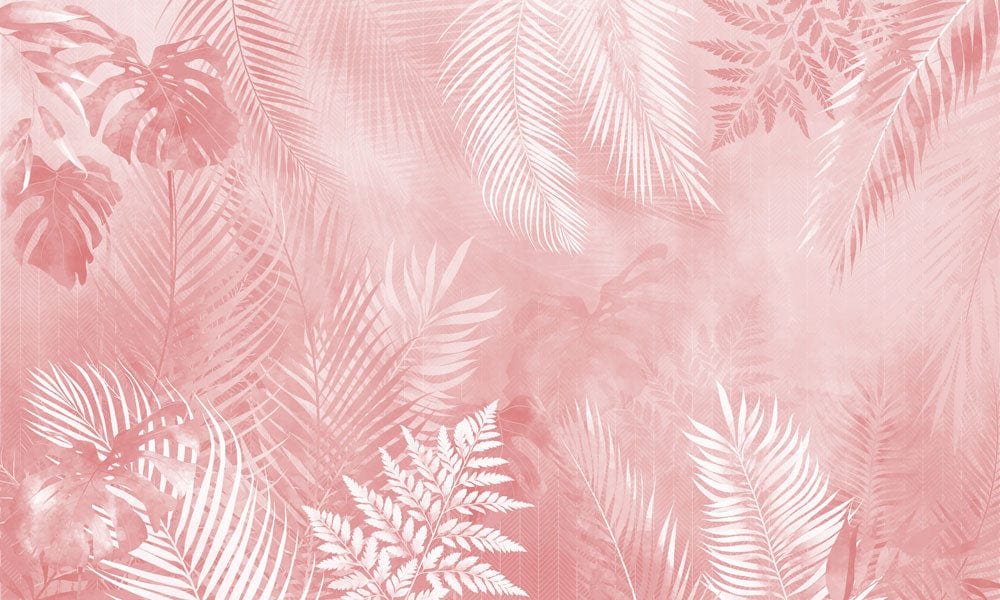 Blush Pink Tropical Foliage Pattern Wallpaper - Modern Botanical Decor