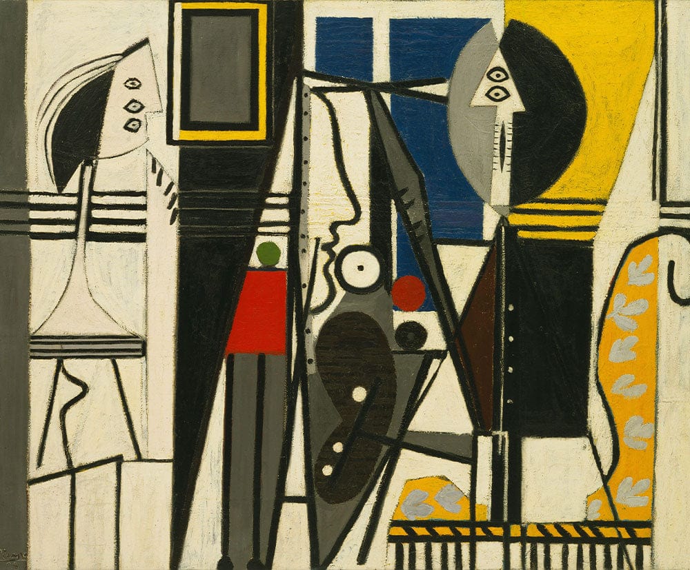 Abstract Geometric Cubism Mural Wallpaper in Bold Colours and Modern Style