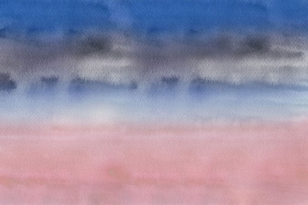 Serene Watercolour Horizon Mural Wallpaper in Pastel Pink and Blue Tones