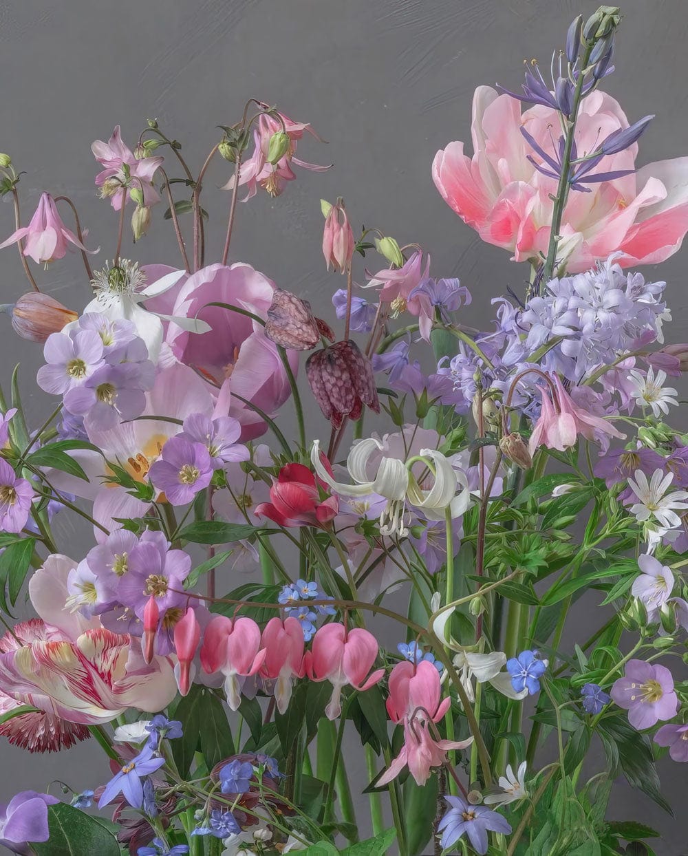 Vintage Pastel Floral Wallpaper Mural with Pink and Purple Blooms
