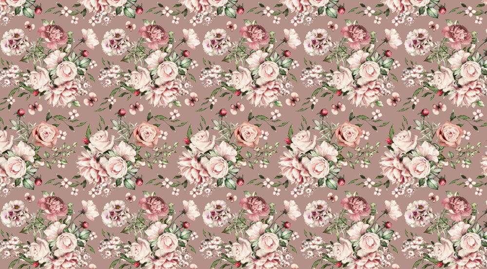 Vintage Blossom Floral Mural Wallpaper in Soft Pink and Green Tones