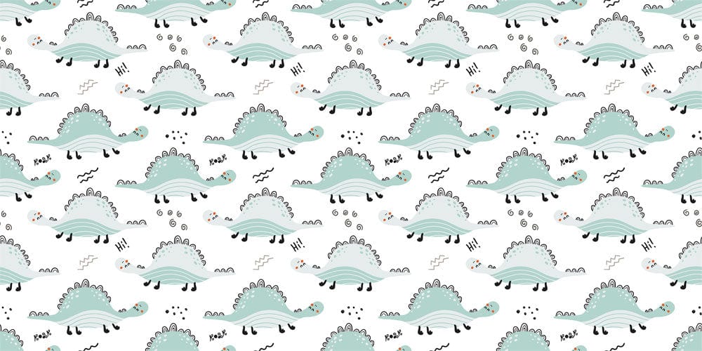 Playful Dinosaur Design Children's Wallpaper in Soft Pastel Green Pattern