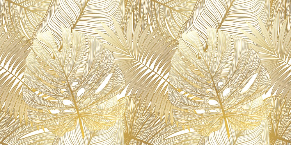 Elegant Gold Tropical Leaf Pattern Wallpaper - Modern Botanical Design Chic