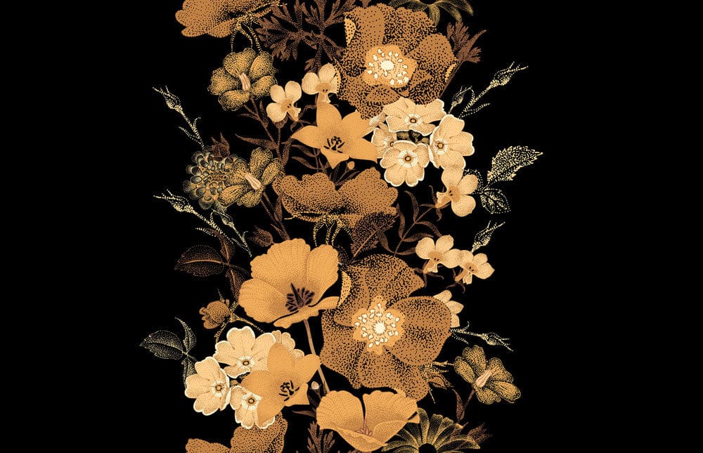Elegant Golden Floral Pattern Wallpaper for Luxurious Interior Decor