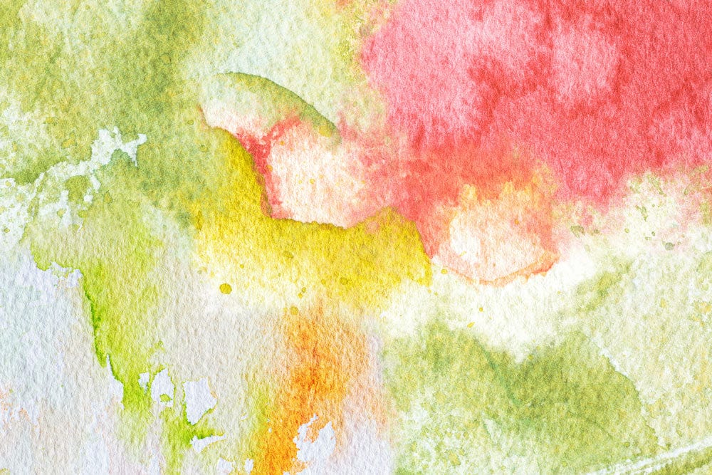Vibrant Watercolour Abstract Wallpaper: Green, Yellow and Red Artistic Design