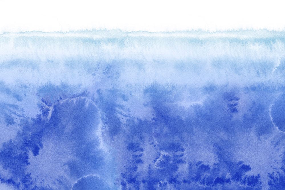 Oceanic Blue Watercolour Effect Mural Wallpaper - Serene Coastal Design