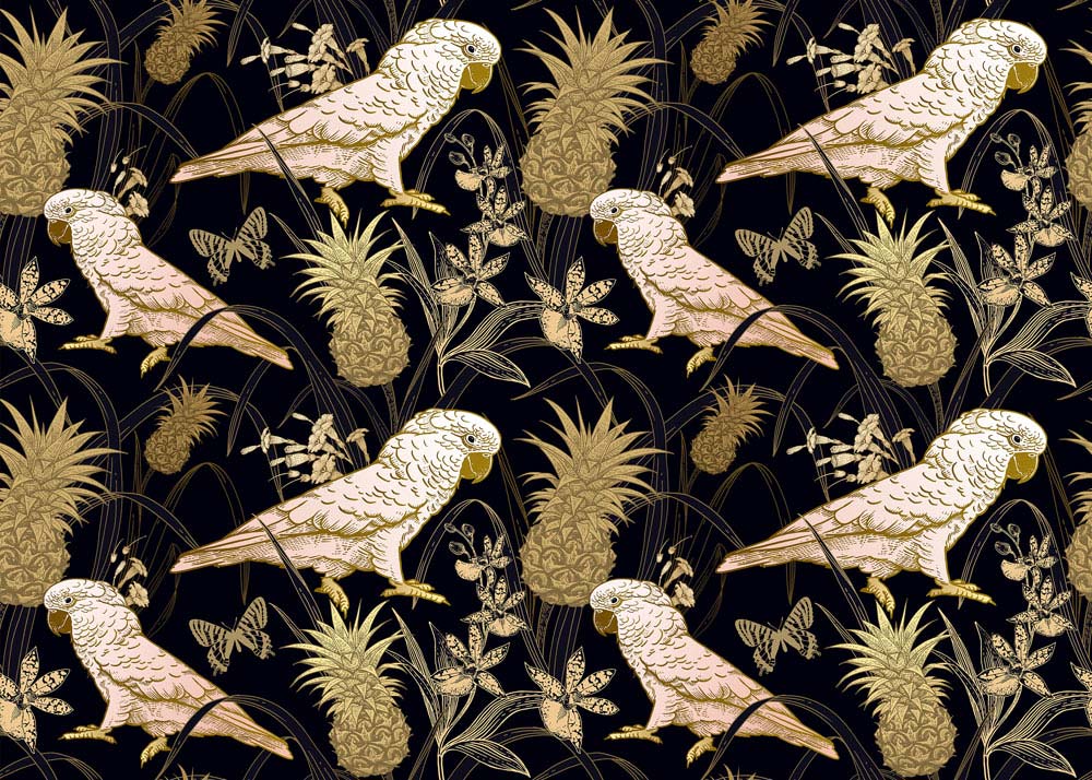 Parrot & Flower Wallpaper Mural