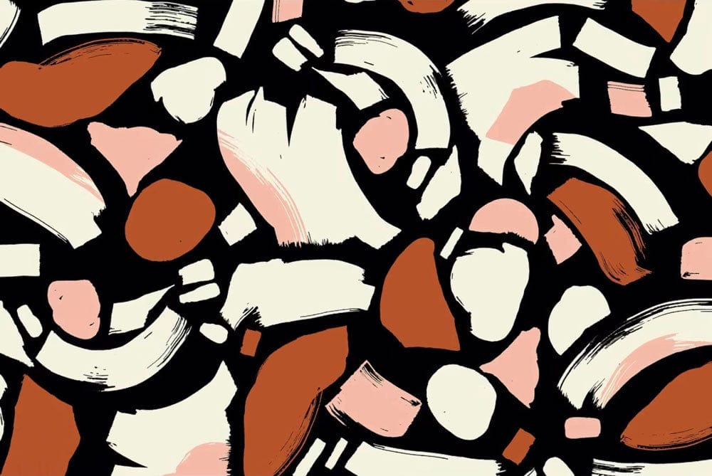 Abstract Geometric Black and Rust Coloured Modern Wallpaper Mural Design