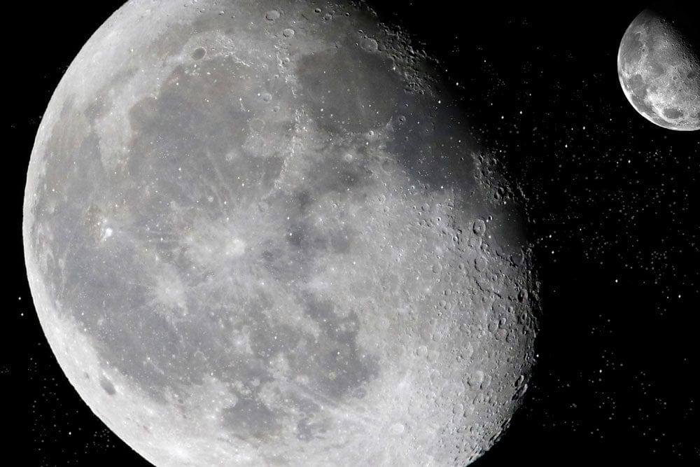 Galaxy Journey: Cosmic Moon Mural Wallpaper in Monochrome Lunar Style