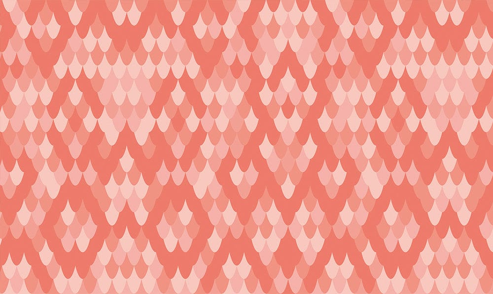 Coral Geometric Retro Scales Pattern Wallpaper for Stylish Home Décor