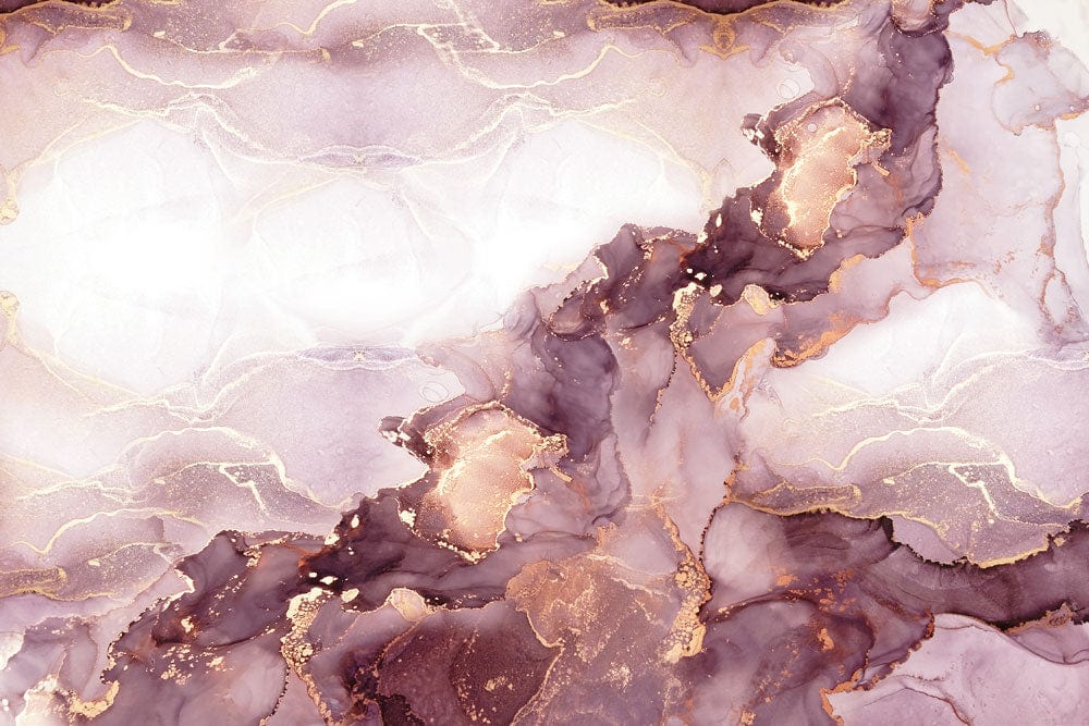 Elegant Plum and Gold Watercolour Marble Mural Wallpaper for Luxurious Interiors