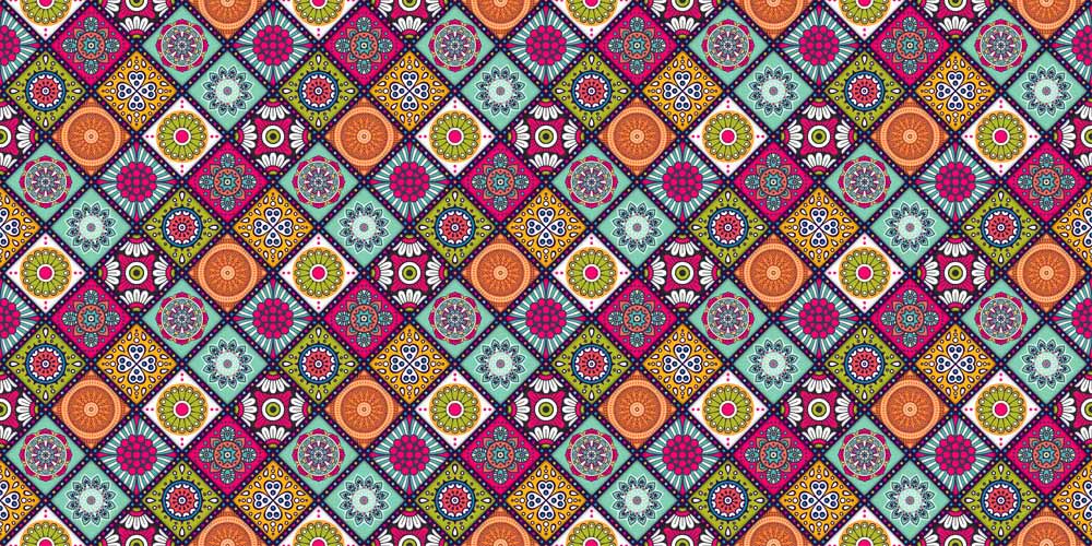 Vibrant Moroccan Tile Pattern Wallpaper - Bold Multicolour Geometric Design