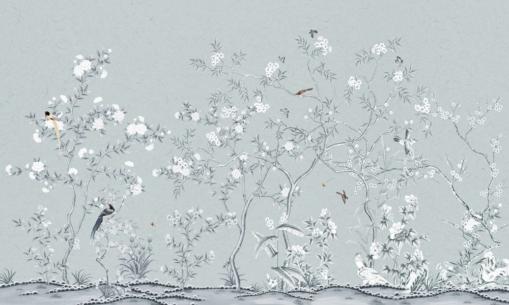 Sample Flower Design Colorless Colorless Bloom Wallpaper Mural | Flower Mural Design