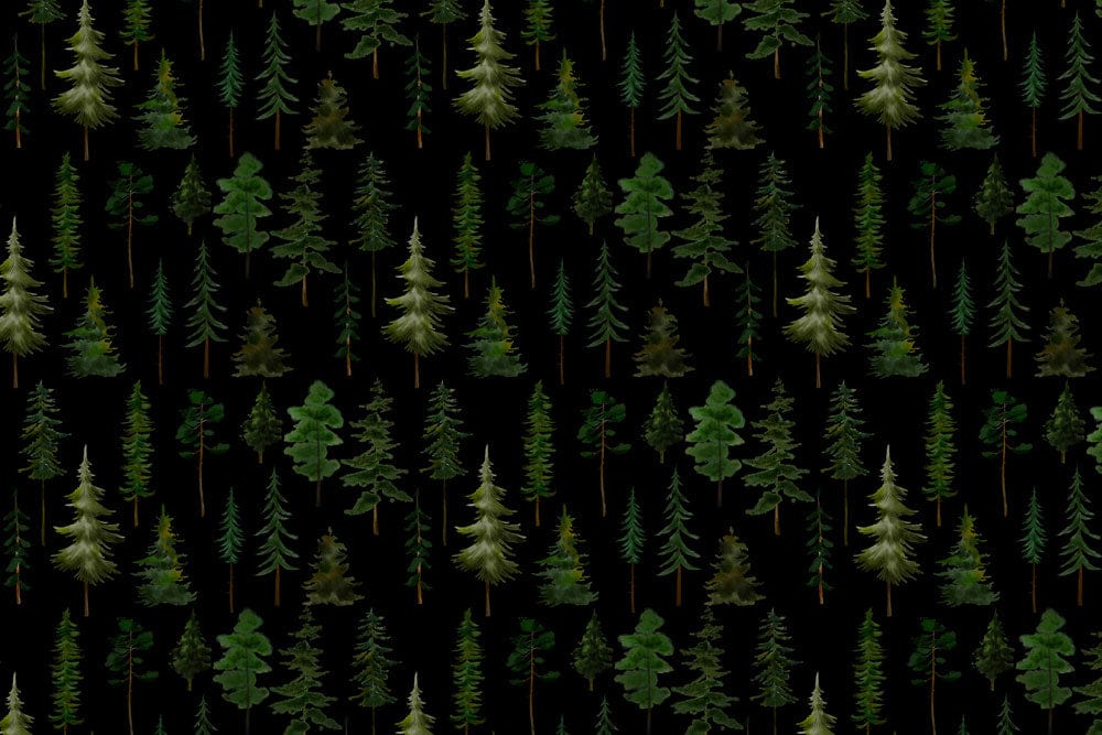 Dark Forest Evergreen Trees Patterned Wallpaper - Nature-Inspired Interior Decor Style