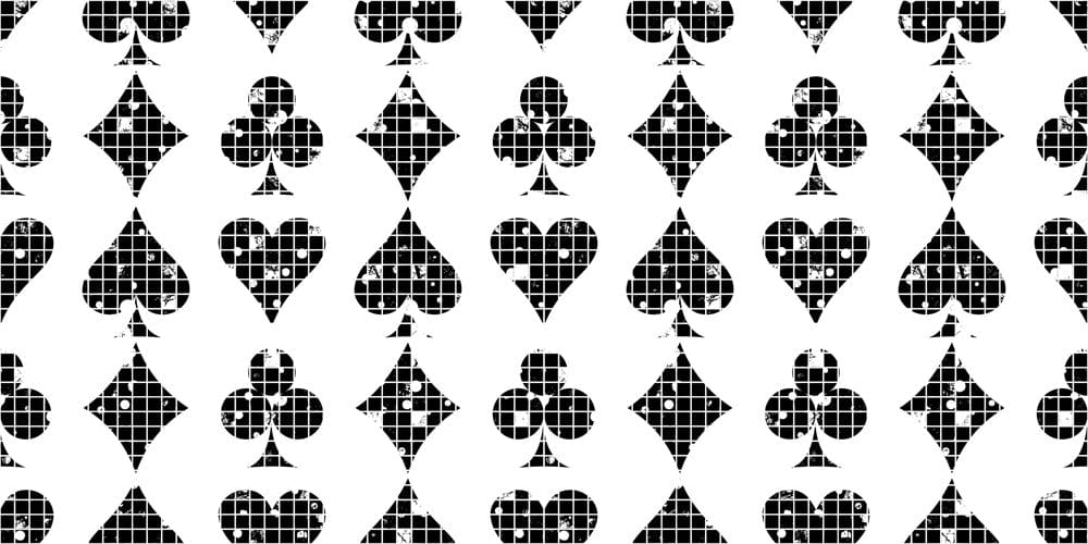 Monochrome Retro Geometric Playing Card Pattern Wallpaper Design