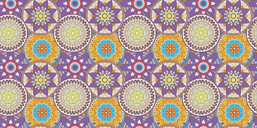 Vibrant Multicoloured Mandala Pattern Wallpaper - Bohemian Style Home Décor