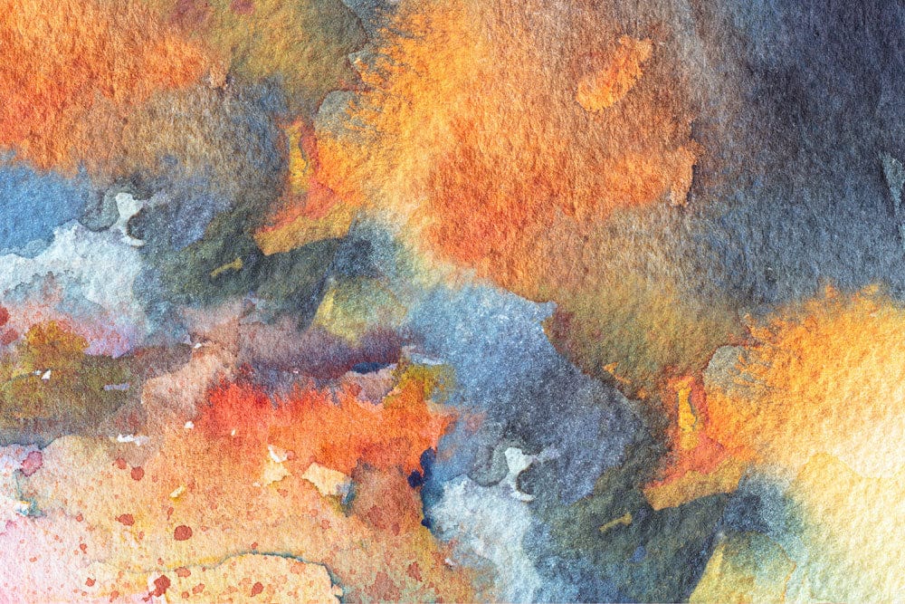 Abstract Watercolour Mural Wallpaper with Vibrant Autumnal Hues for Contemporary Style