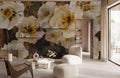 Golden Edge Floral Wallpaper Mural