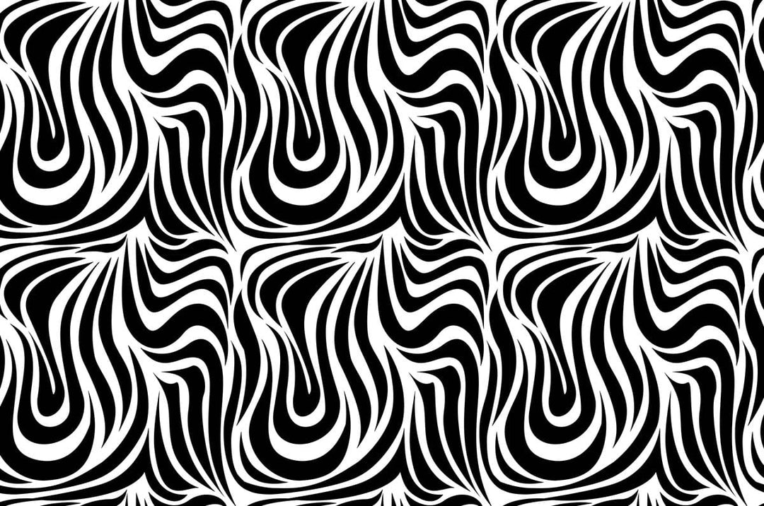 Monochrome Abstract Waves Black and White Geometric Pattern Wallpaper