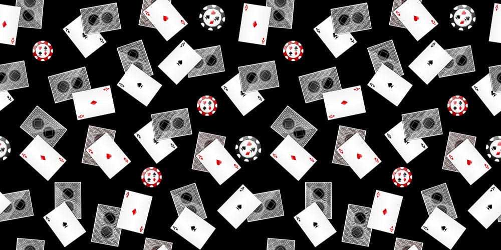 Chic Black Casino Cards and Chips Pattern Wallpaper for Stylish Decor