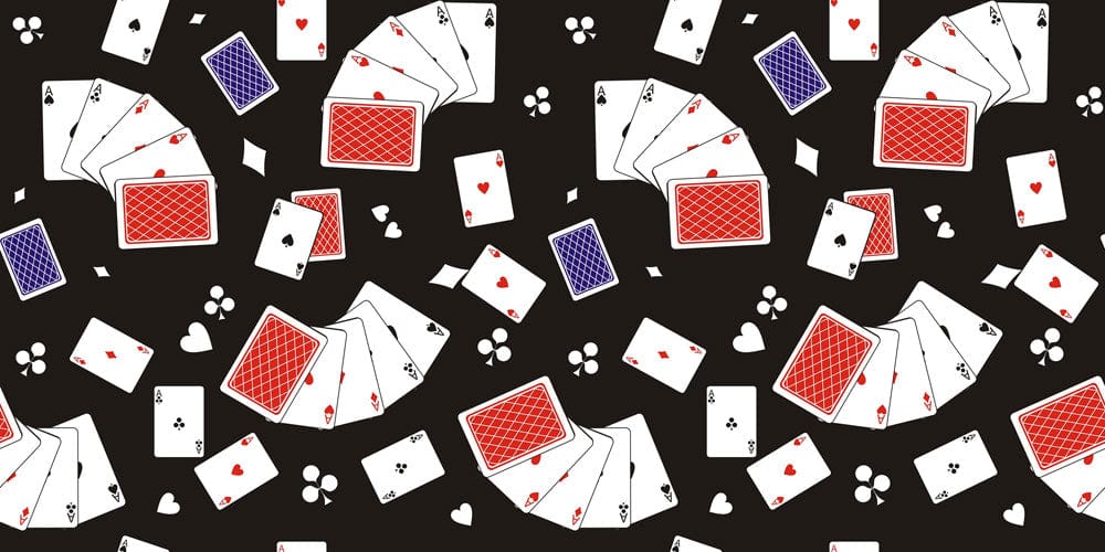 Vintage Playing Cards Themed Black and Red Wall Mural Decor
