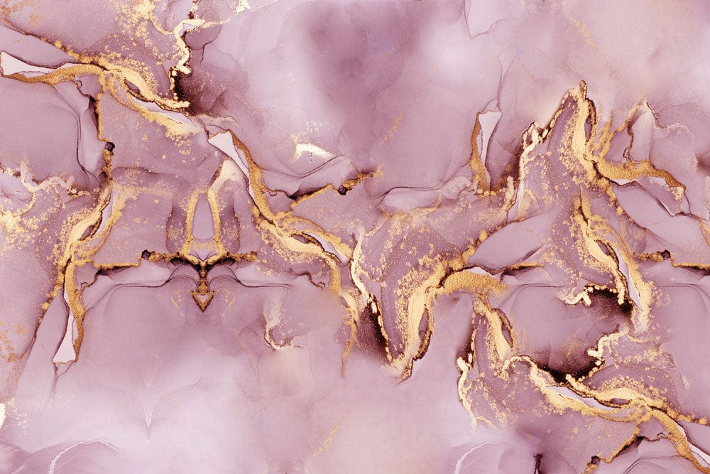 Luxurious Gold and Mauve Marble Abstract Mural Wallpaper for Elegant Interiors