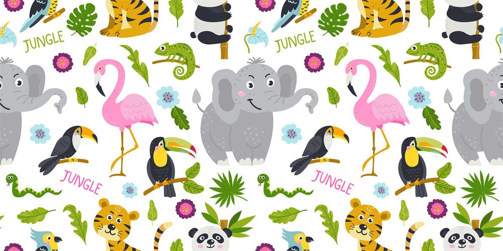 Whimsical Jungle Animals Nursery Wallpaper - Colourful Safari Adventure Décor Design