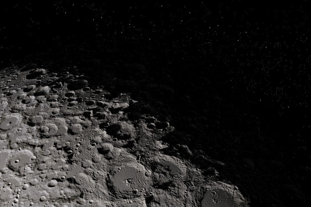 Moonlit Crater Landscape Wallpaper: Cosmic Grey Astronomical Wall Mural Design