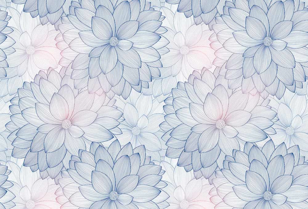 Elegant Blue and Pink Floral Pattern Wallpaper - Modern Vintage Style
