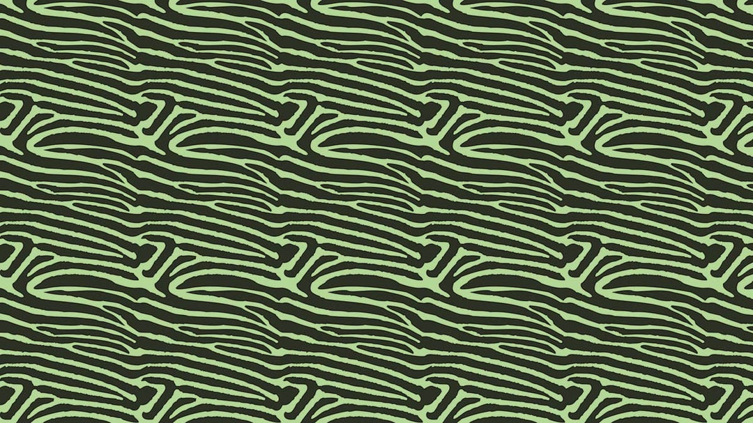 Modern Green and Black Abstract Zebra Pattern Wallpaper for Interiors
