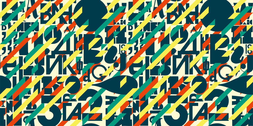 Bold Geometric Retro Typography Multicolour Abstract Mural Wallpaper Design
