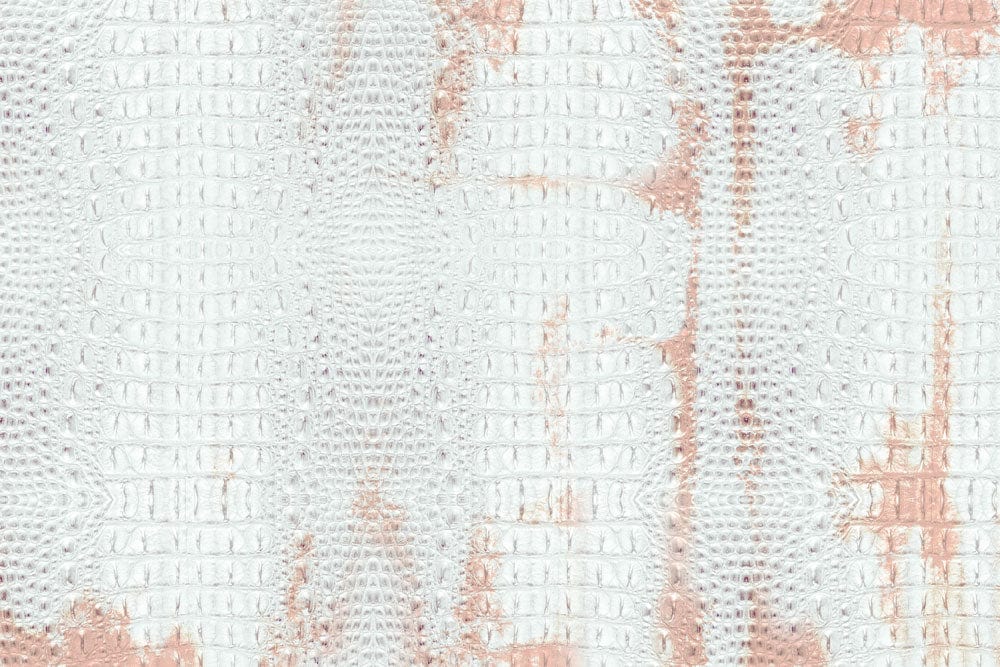 Vintage Textured White and Pink Crocodile Effect Wallpaper Design