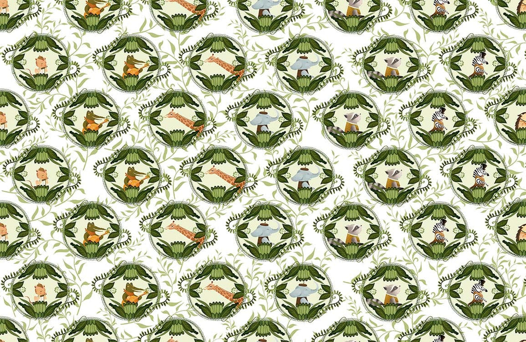 Vintage Woodland Animal Green Botanical Pattern Wallpaper - Enchanting Nature Design