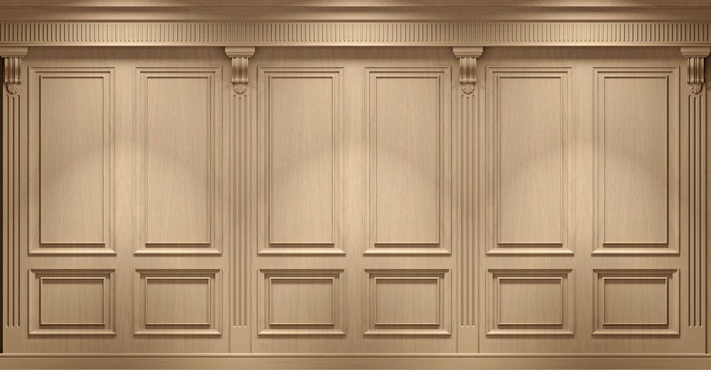 Classic Beige Wooden Panel Effect Mural Wallpaper for Elegant Interiors