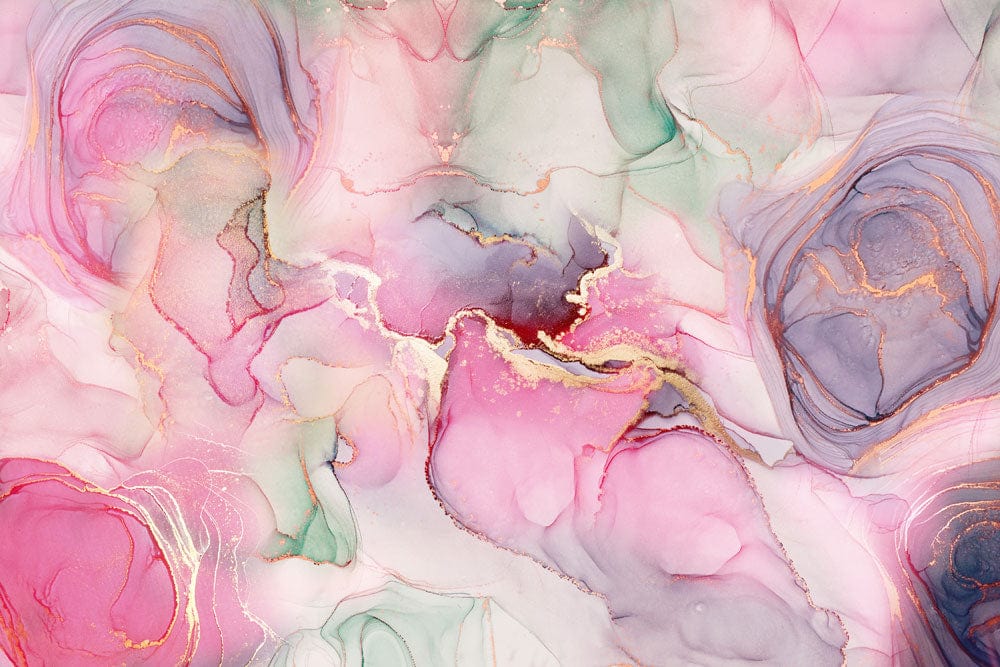 Elegant Pink and Green Watercolour Swirl Mural Wallpaper Abstract Art Design