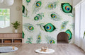 Abstract Green Peacock Feather Wallpaper Mural
