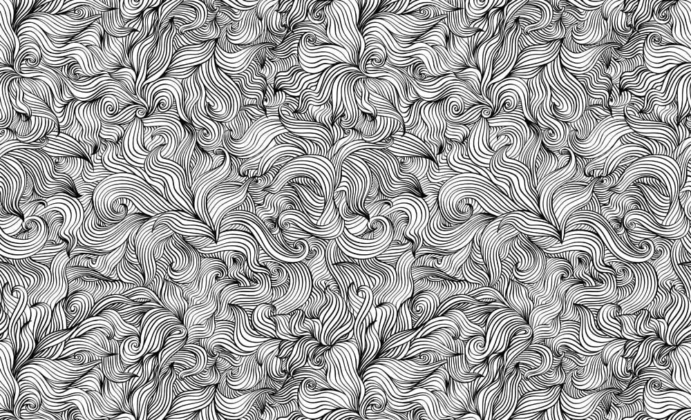 Monochrome Swirling Abstract Lines Modern Black and White Wall Art Design