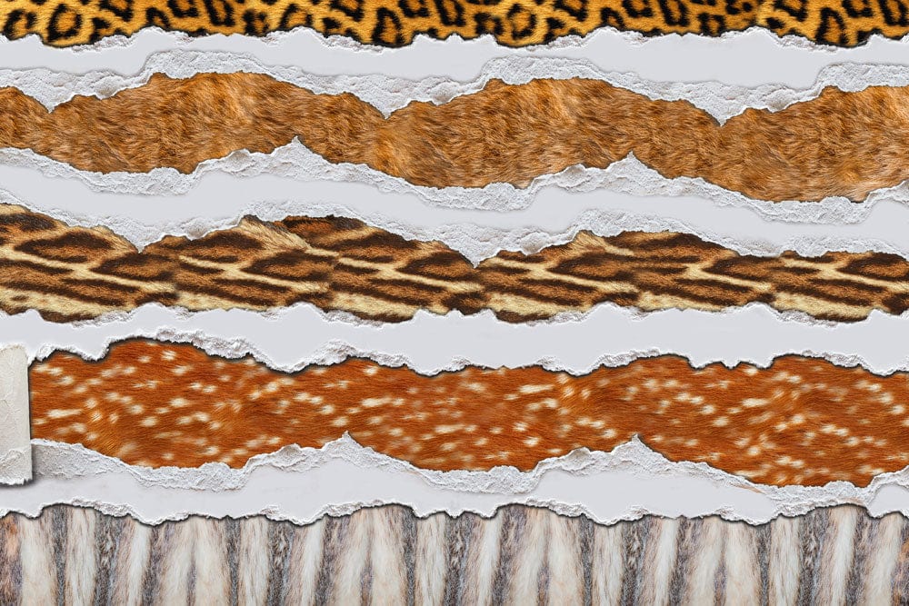 Luxury Safari Animal Print Mural Wallpaper with Textured Fur Design in Brown
