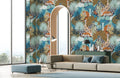 Blue Abstract Tiger Jungle Wallpaper Mural