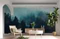 Blue Mist Dark Forest Wallpaper Mural