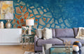 Blue Reticulate Wall Wallpaper Mural