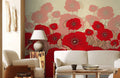 Bright Red Flowers Wallpaper Mural