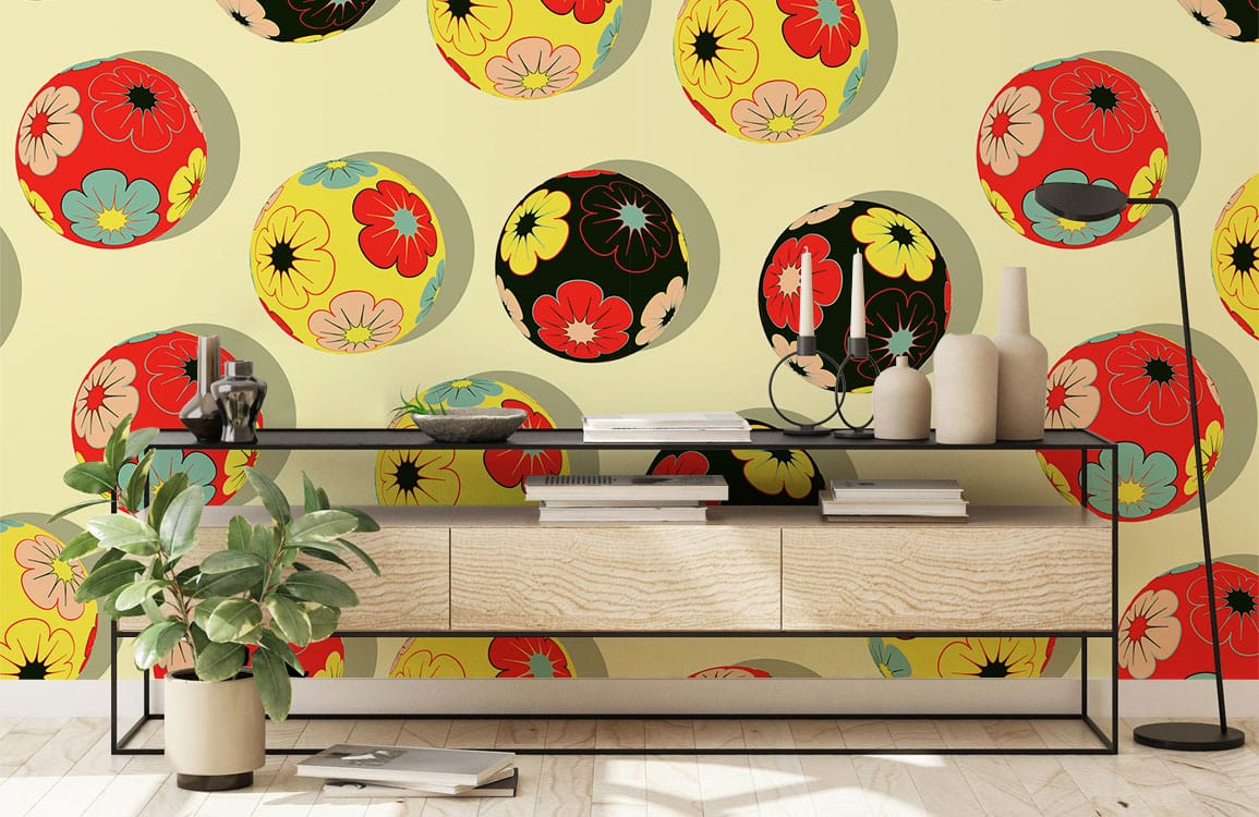 Colorful Embroidery Balls Wallpaper Mural