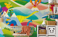 Colorful Mountains & Dinosaurs Wallpaper Mural