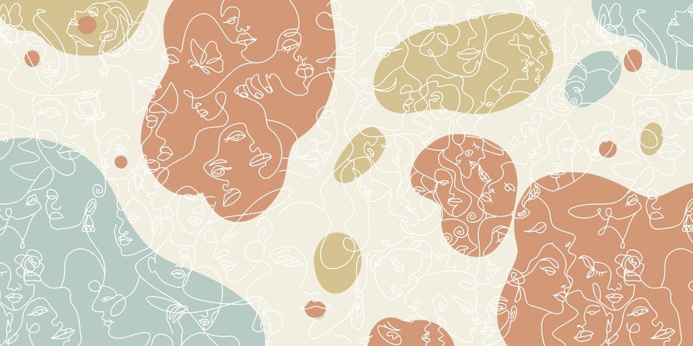 Abstract Pastel Earth Tones Line Art Pattern Wallpaper for Interiors